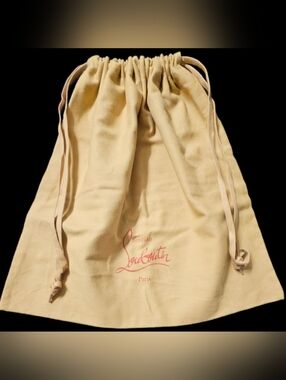 Christian Louboutin Large Brown Canvas Dust Bag Red Logo Handbag Storage